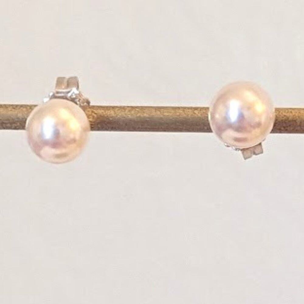 925 Glass Pearl Stud Earrings